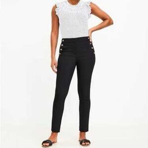LOFT Sailor Button Skinny Pants in Black